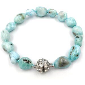 Natural Larimar Stone Bracelets for Boys - 7.5 Inch Handmade Gift Piece